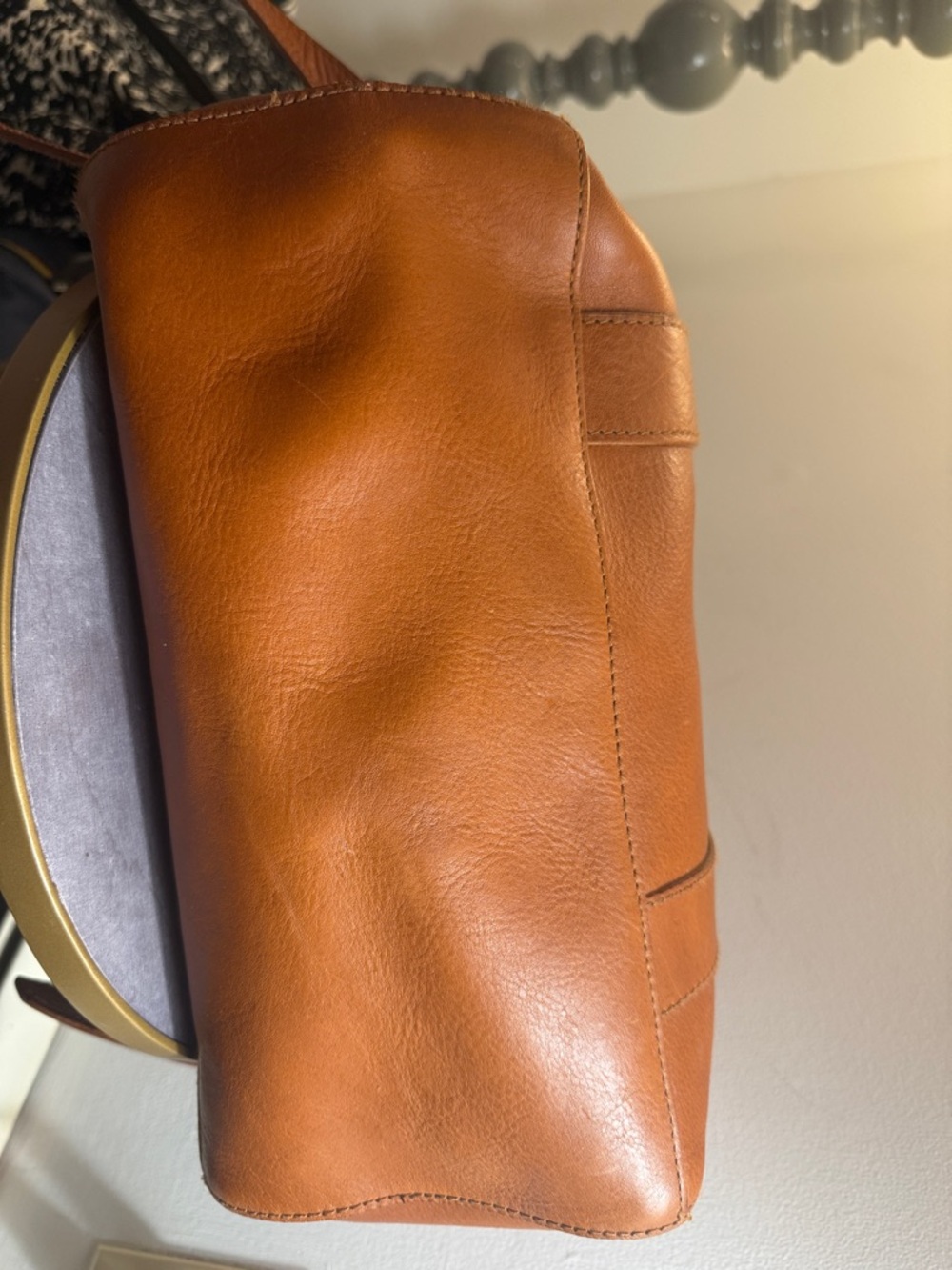 Madewell The Prague satchel crossbody in a cognac brown leather. - Picture 9 of 16